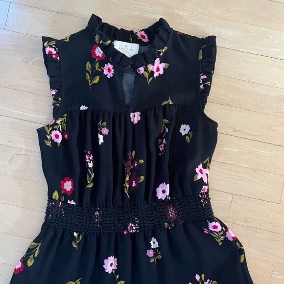 Kate Spade In Bloom Smocked Waist Dress in Ma Cherie Blackmulti XS NWOT - Picture 4 of 13